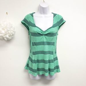 Anthropologie Postmark Cap Sleeve Peplum Top Size Small